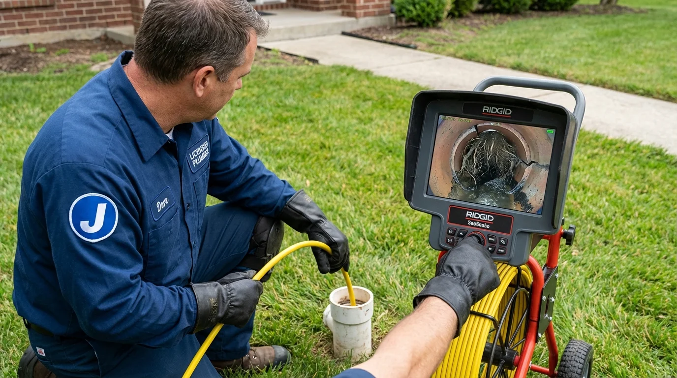 Sewer camera inspection being performed by Johns Plumbing LLC in Thompson